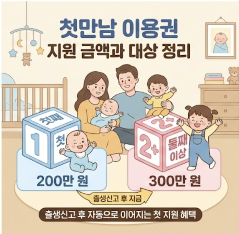 첫만남 이용권 지원 금액과 대상 정리 이미지