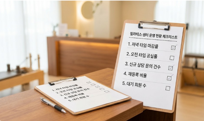 필라테스 센터 운영 현황을 정리한 체크리스트