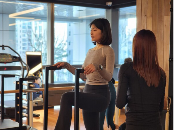 필라테스 국제 자격증 수업중 