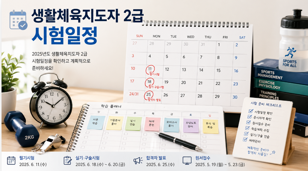 생활스포츠지도사 2급 시험일정 달력