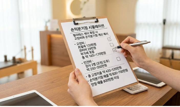 필라테스 센터 확장 시 고정비와 손익분기점 계산 예시