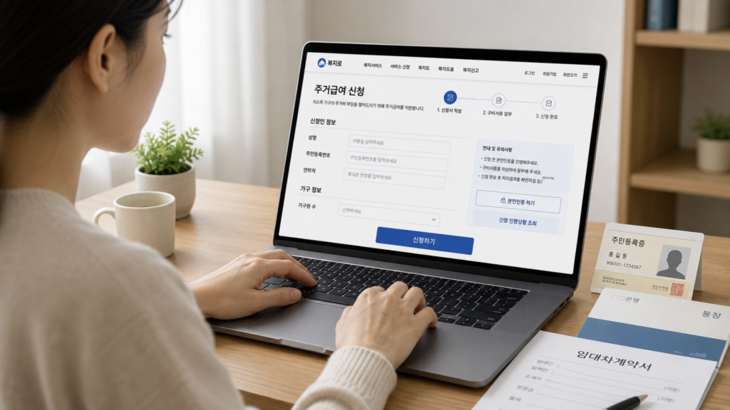 복지로 주거급여 온라인 신청 화면