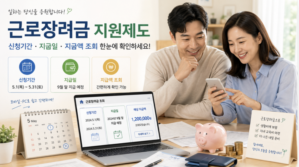 근로장려금 신청 기간 지급일 지급액 조회 안내