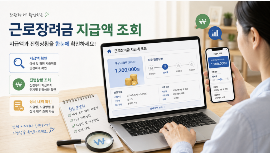 홈택스 근로장려금 지급액 조회 화면