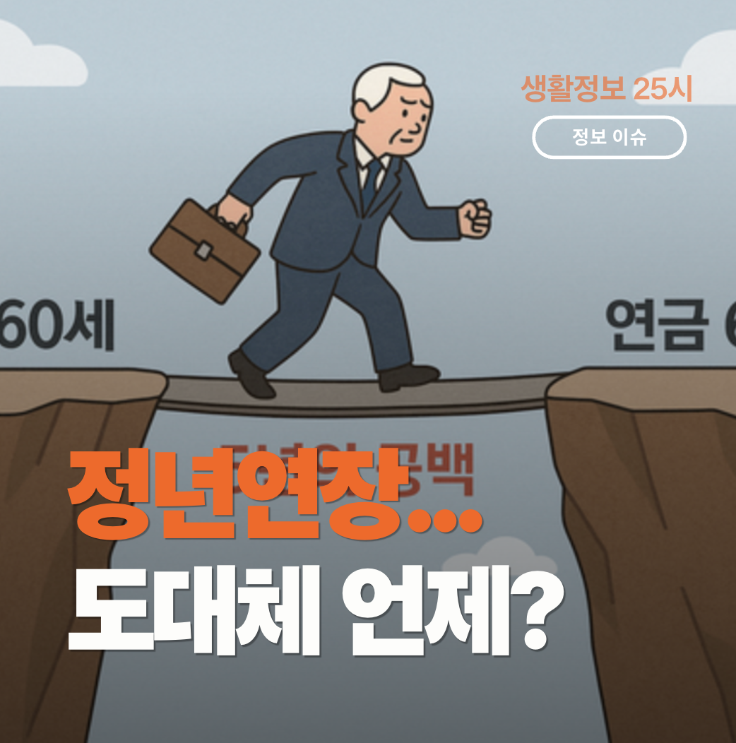 정년연장 법안과 1968년생 은퇴 나이 변경을 상징하는 달력과 65세 표지판